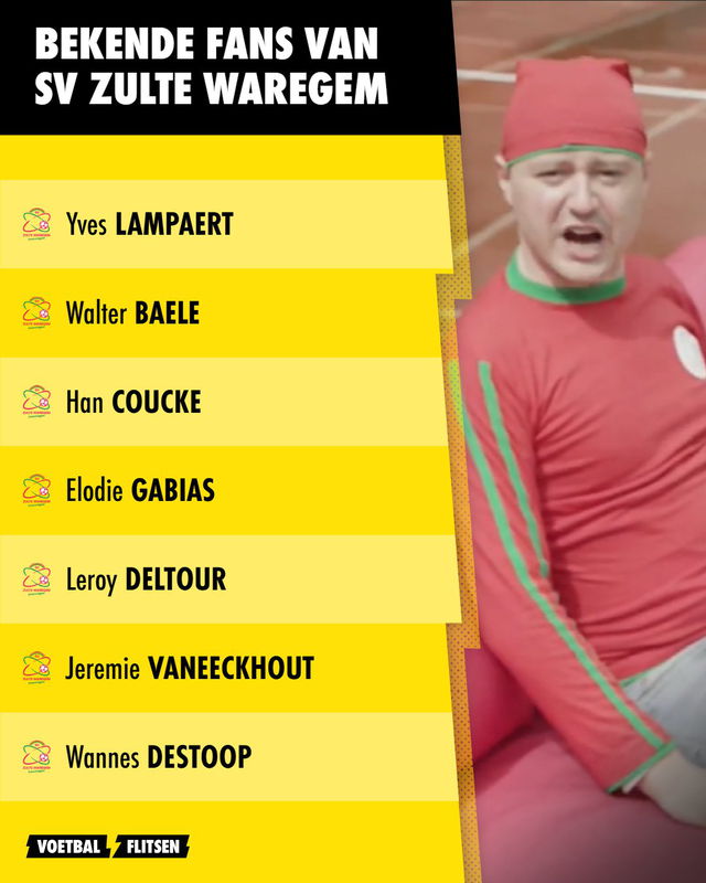 Deze BV's supporteren voor SV Zulte Waregem 